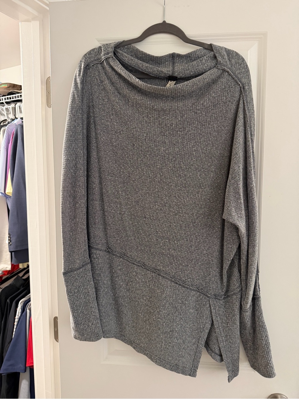 We The Free Heather Gray Ribbed Cowl Sweater